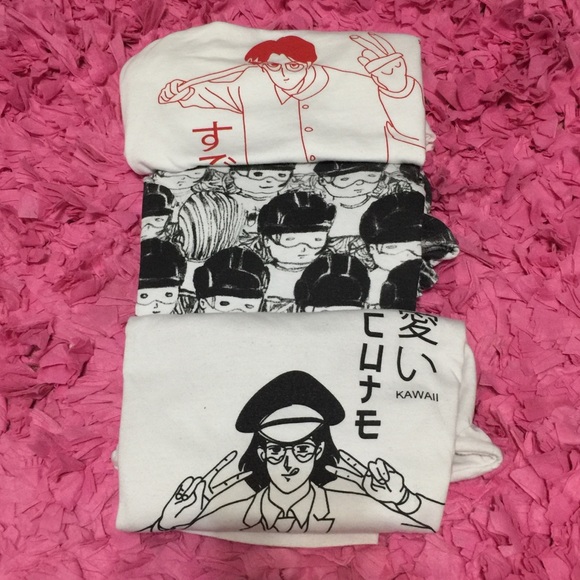 artwork Tops - bundle of 3 japan anime cartoon tshirts aesthetic